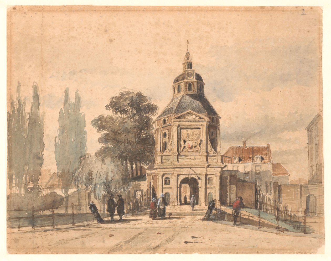 Wittevrouwenpoort in Utrecht door Johannes Bosboom (attributed to)