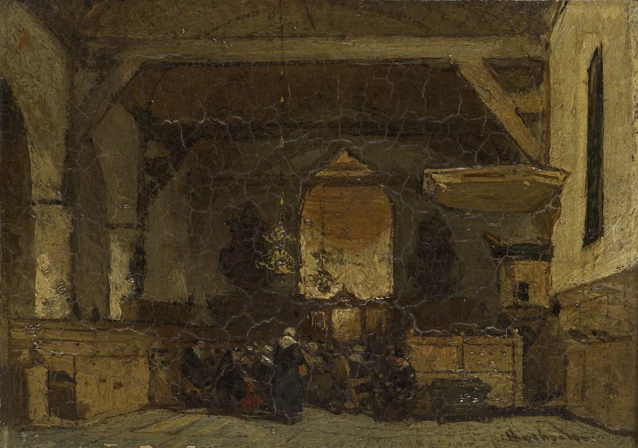 Interieur van de kerk in Maasland door Johannes Bosboom