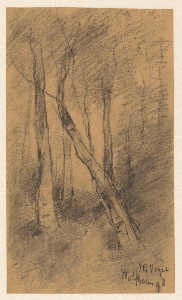 Boslandschap bij Wolfheze door Johannes Gijsbert Vogel