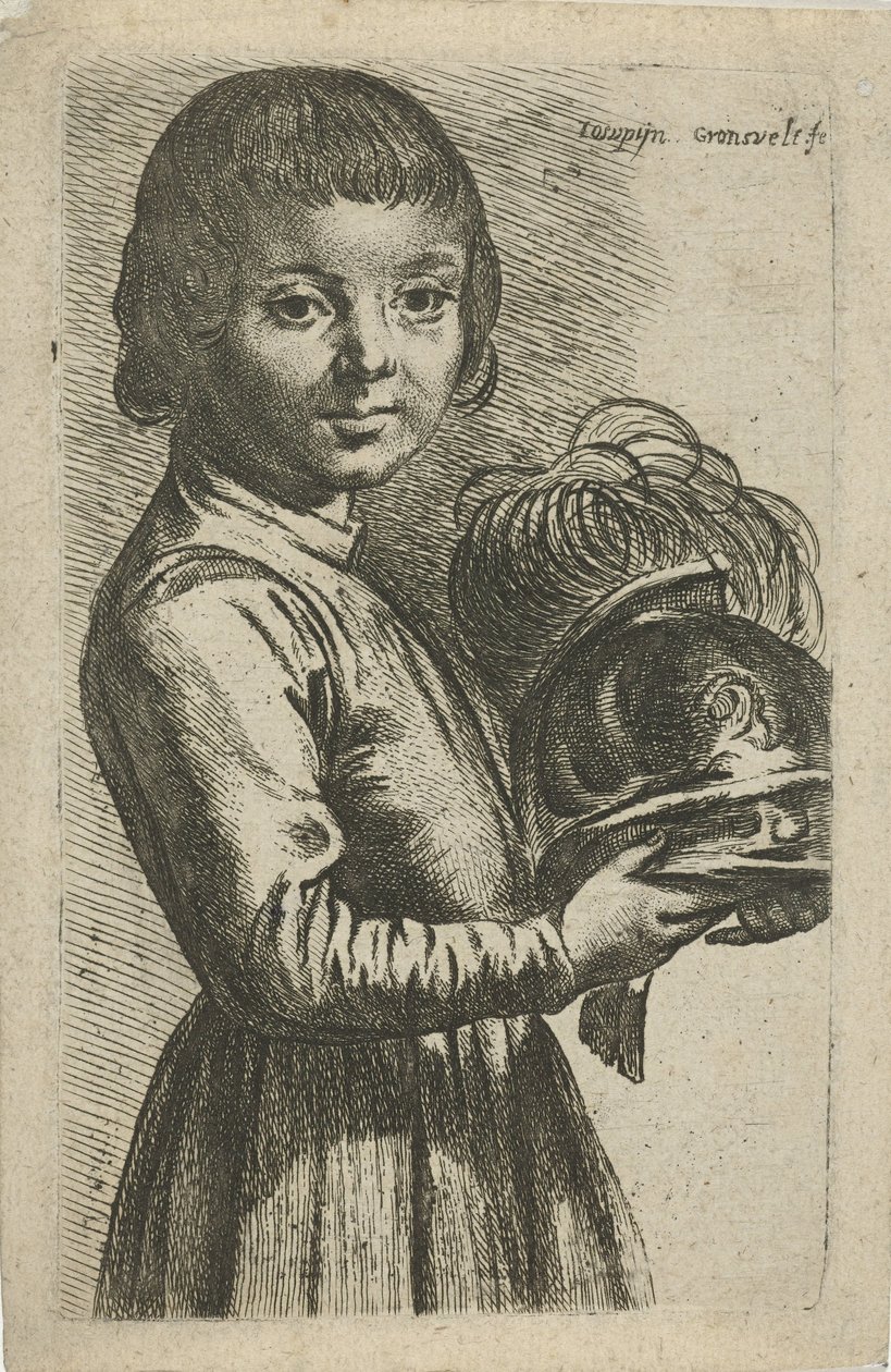 Jongen met helm door Johannes Gronsveld