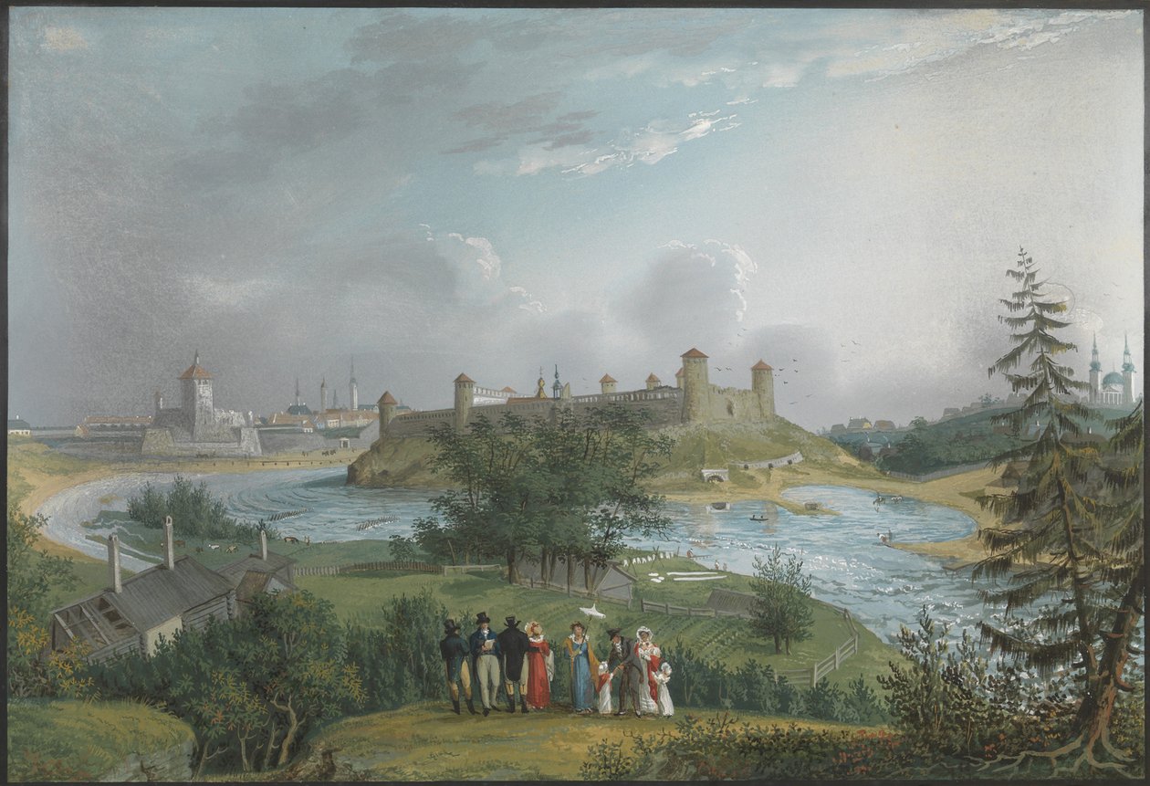 Uitzicht op het Ivangorod-fort door Johannes Hau