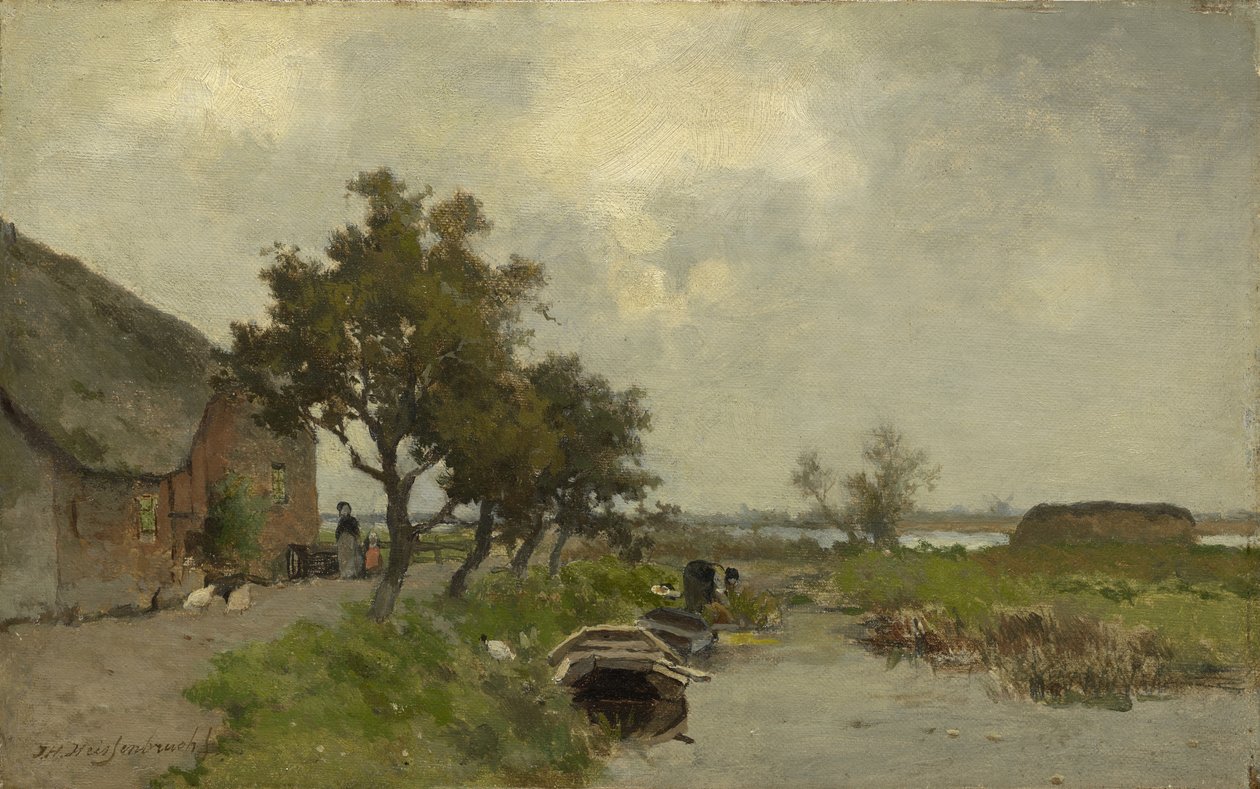 Kleren wassen, c.1850-80 door Johannes Hendrik Weissenbruch