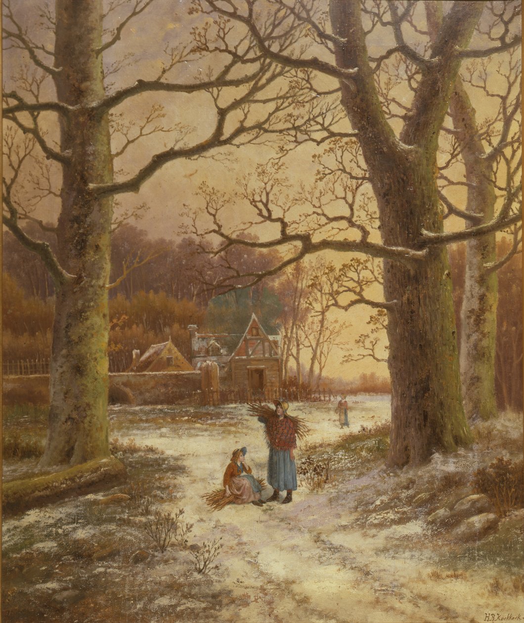 Winterbrandstof verzamelen door Johannes Hermann Barend Koekkoek