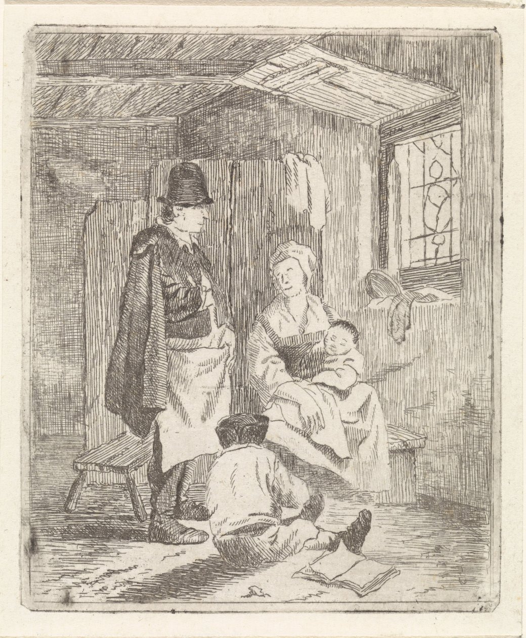 Familie in interieur door Johannes Janson (possibly)