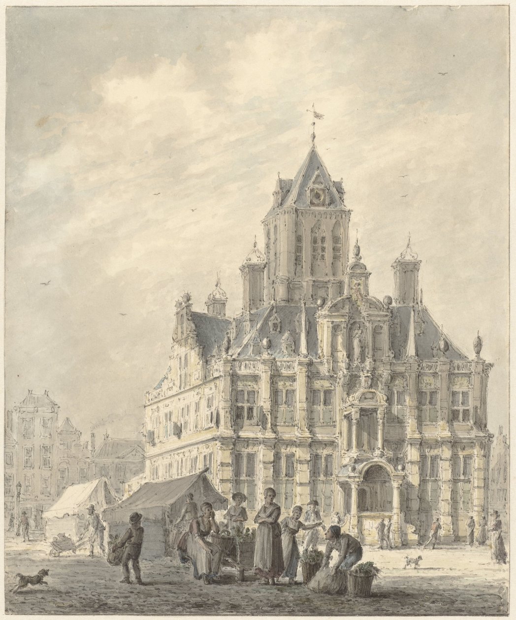 Het stadhuis van Delft door Johannes Jelgerhuis