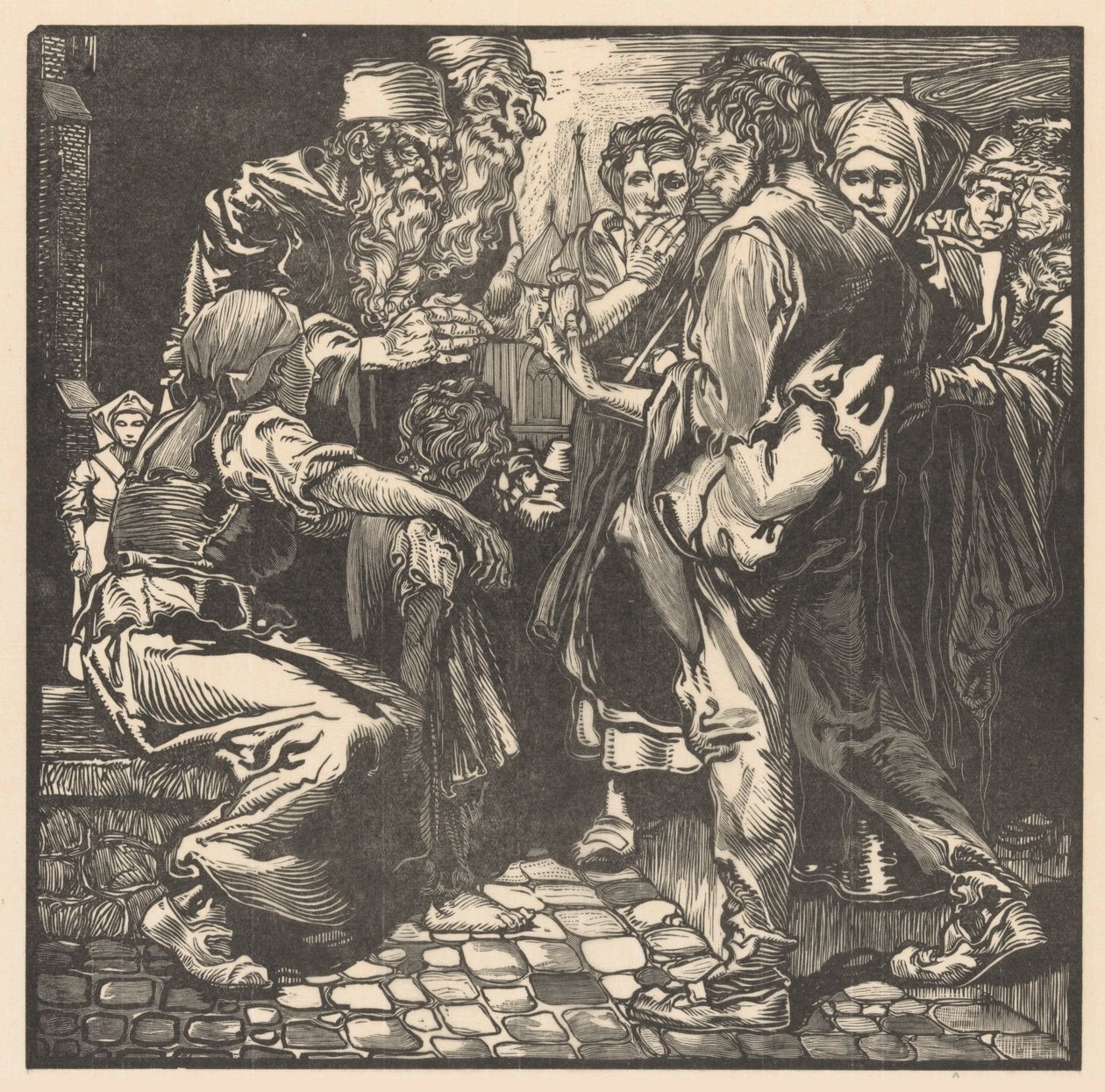 Man met geldbuidel door Johannes Josephus Aarts (signed by artist)