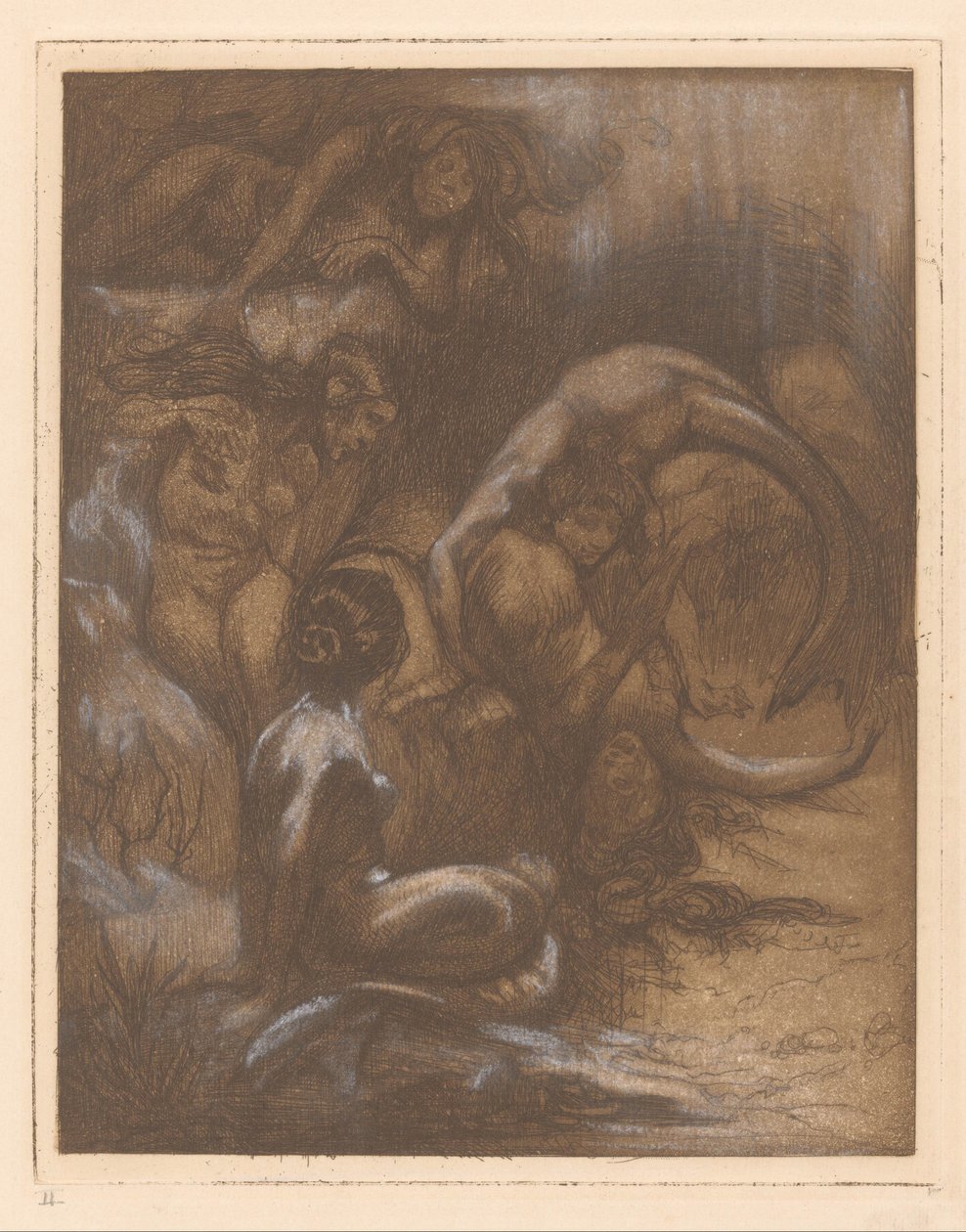 Vijf zeemeerminnen door Johannes Josephus Aarts