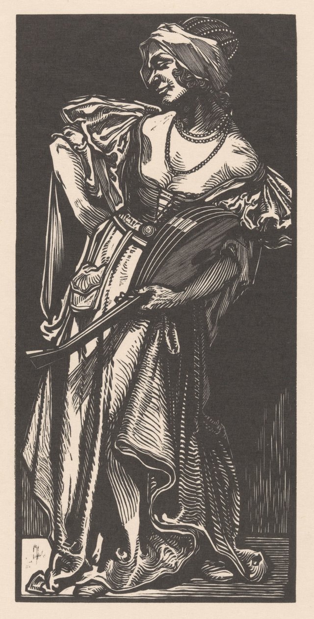Vrouw met luit door Johannes Josephus Aarts