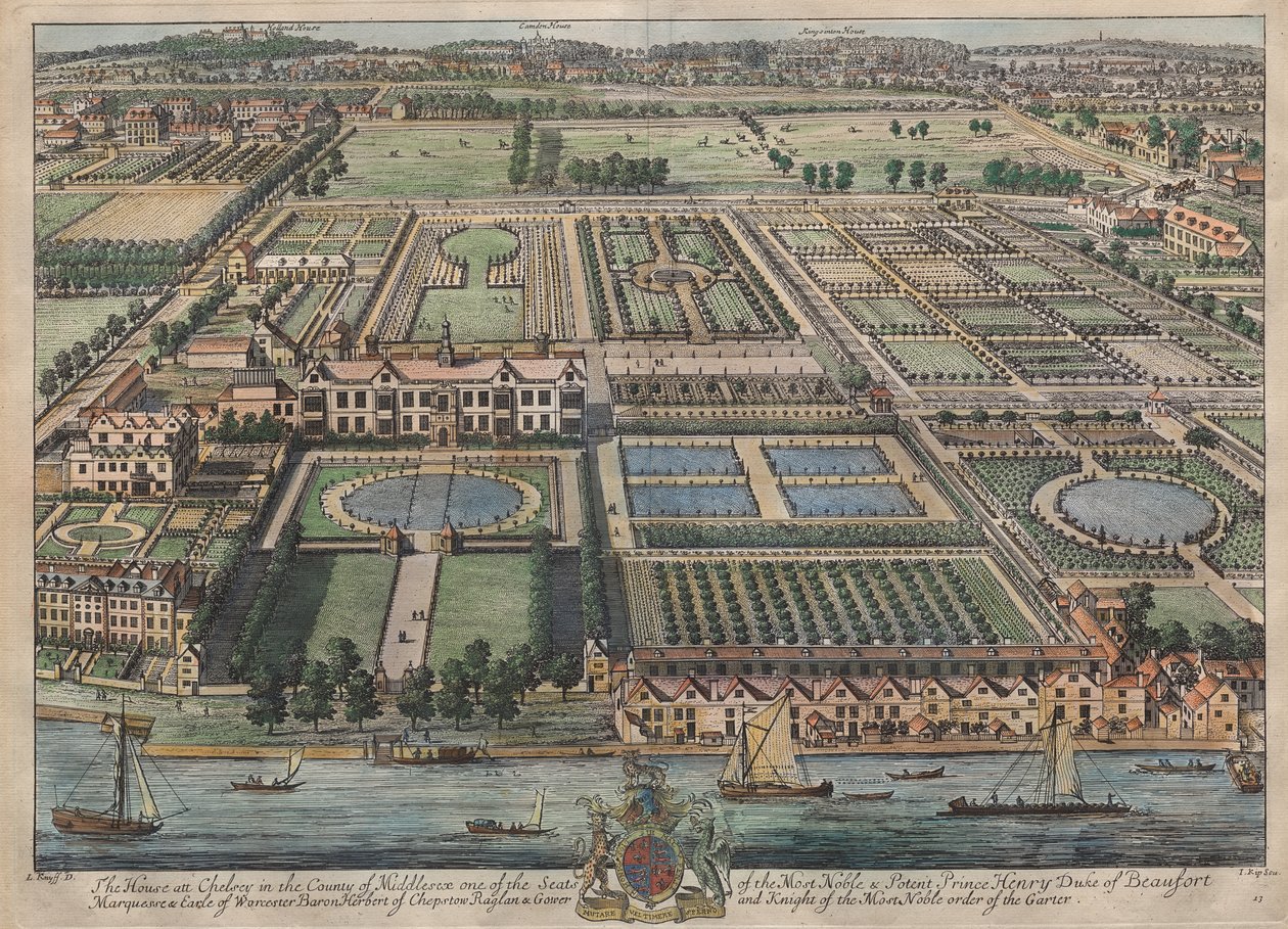 Beaufort House, Chelsea door Johannes Kip
