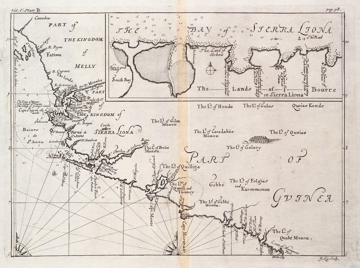 Kaart van Sierra Leone, Afrika door Johannes Kip