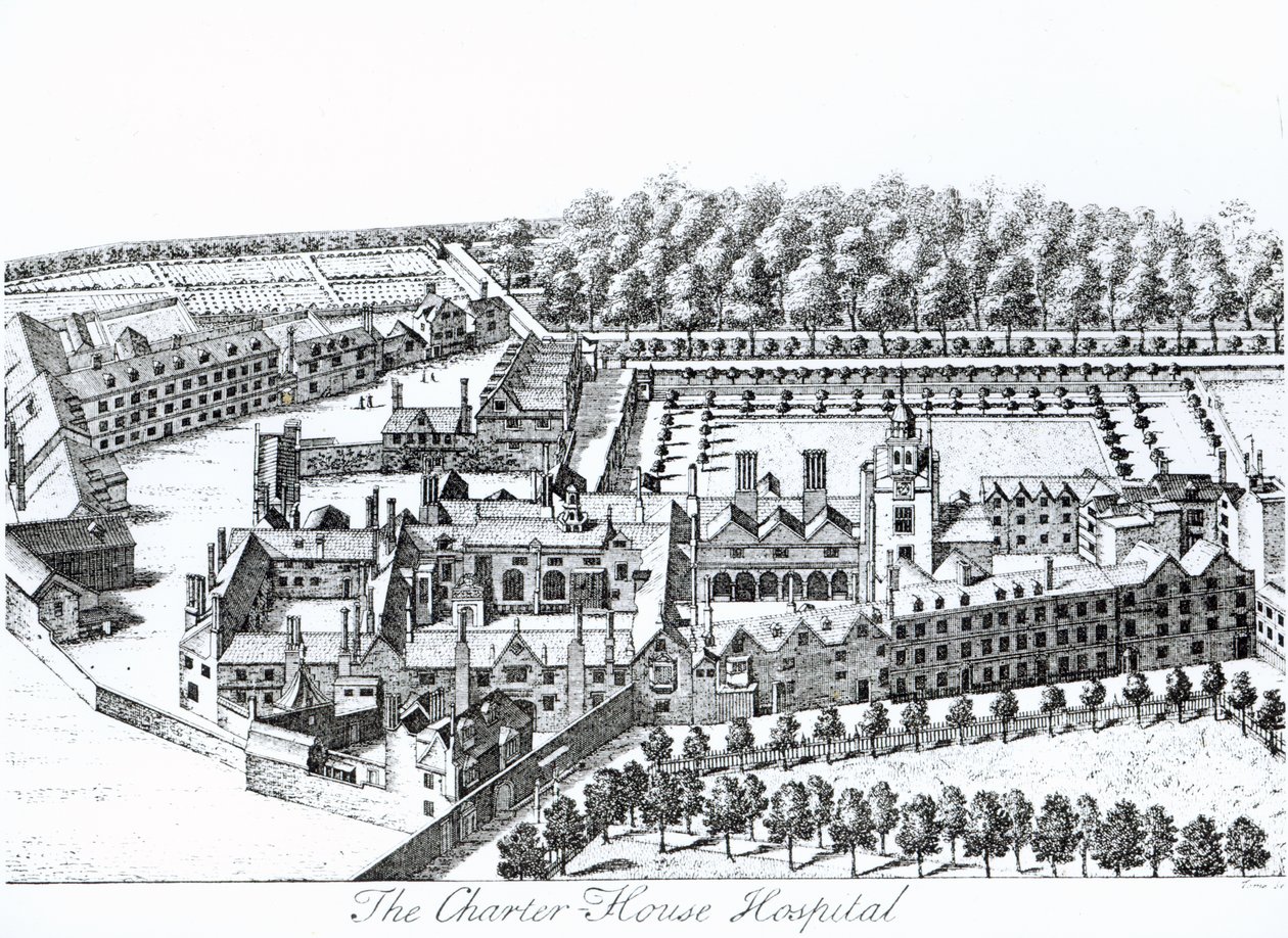 Het Charterhouse Ziekenhuis, ca. 1720 door Johannes Kip