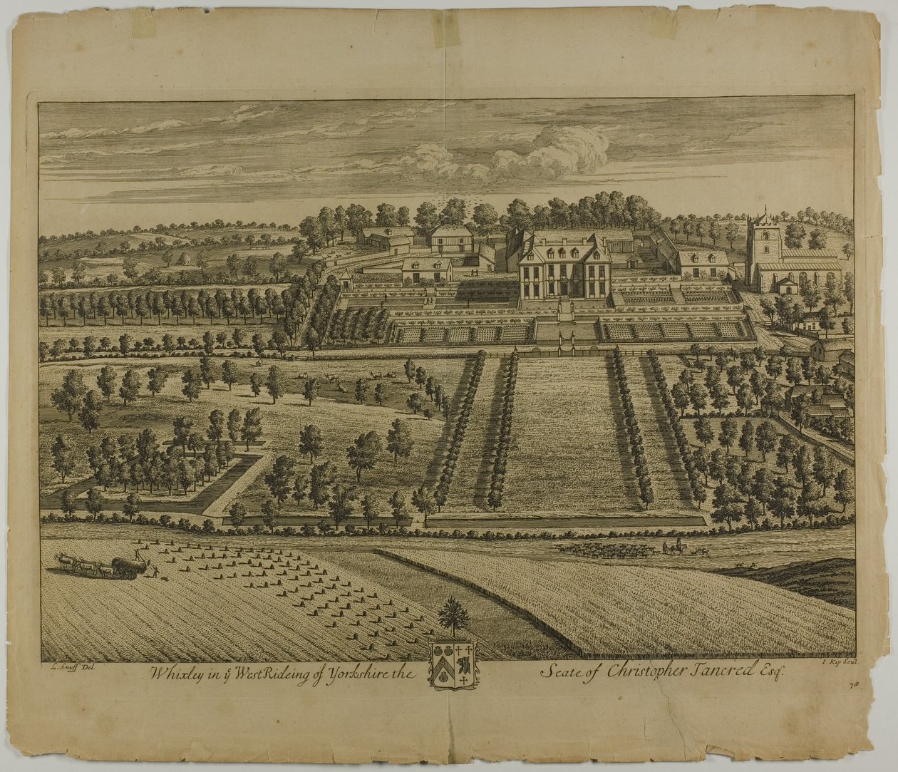 Whixley, plaat 78 uit Britannia Illustrata door Johannes Kip