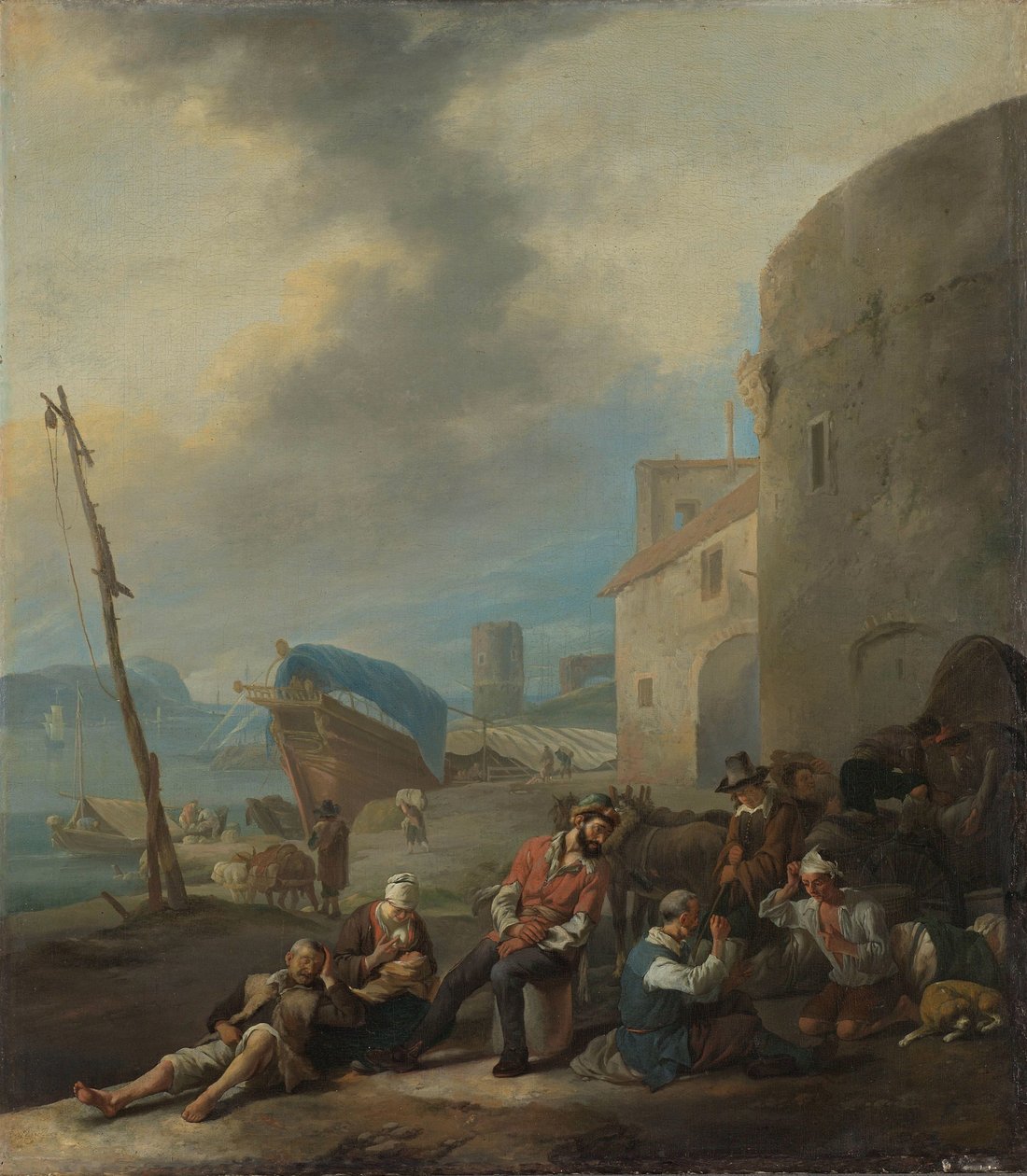 Italiaanse haven door Johannes Lingelbach