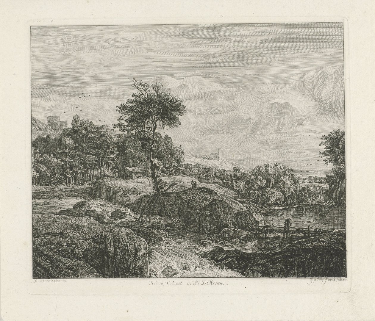 Rotsachtig landschap door Johannes Pieter de Frey