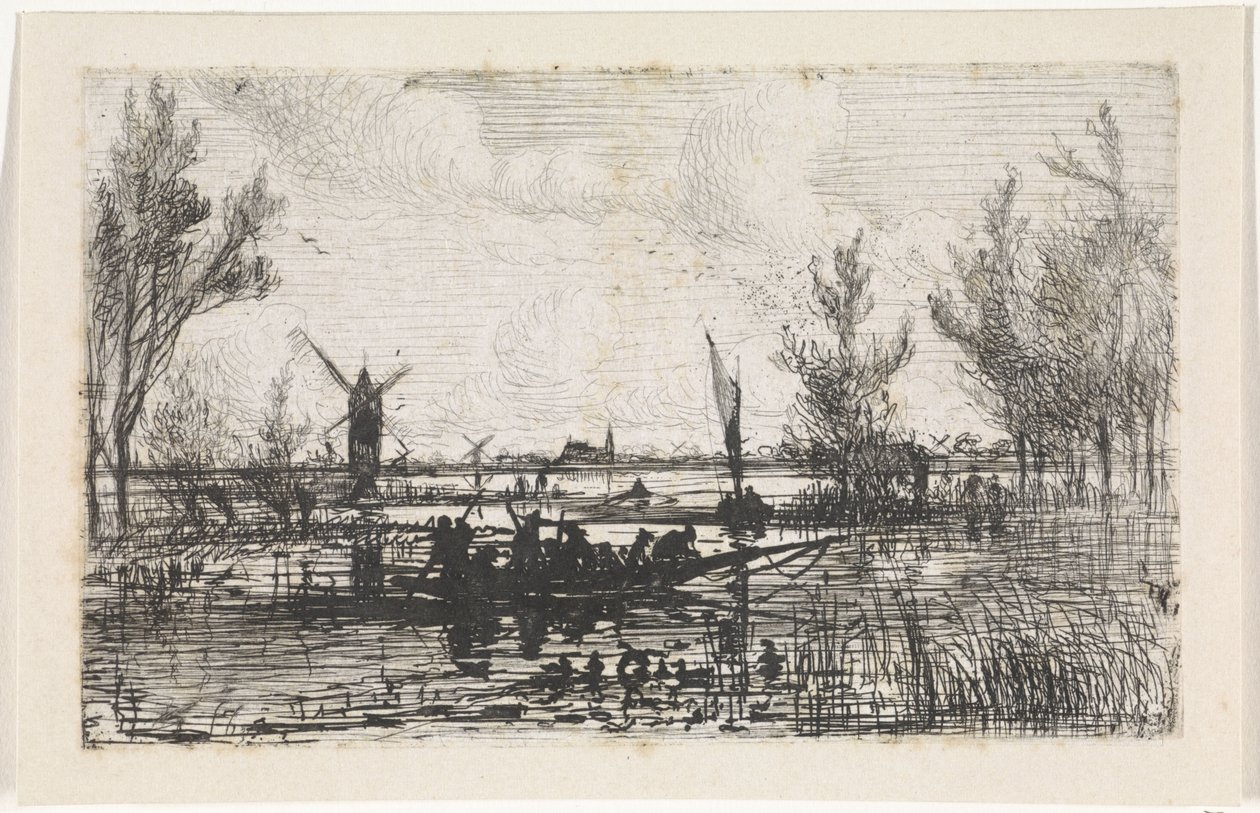 Hollands landschap door Johannes Tavenraat