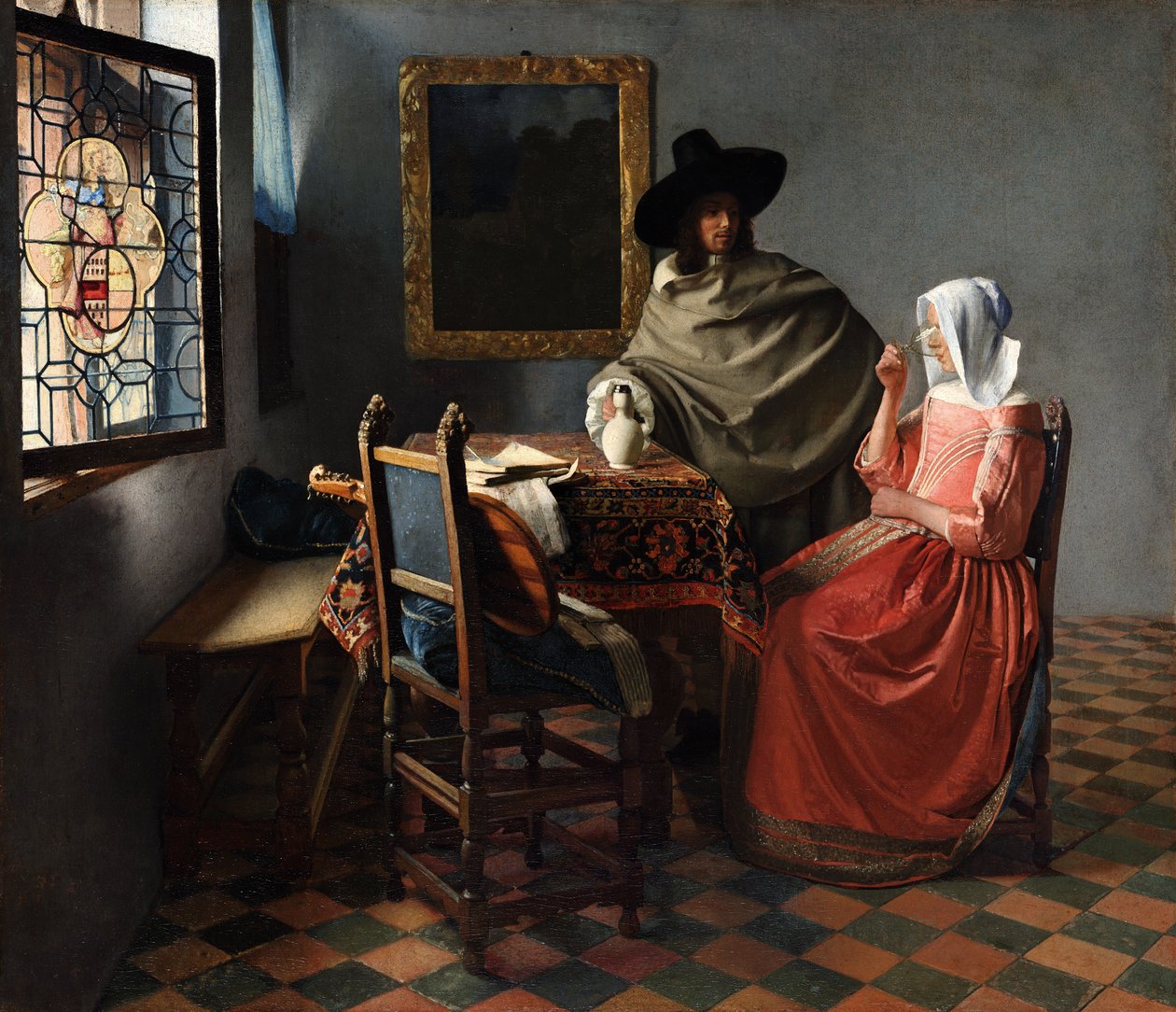 Het glas wijn door Johannes Vermeer