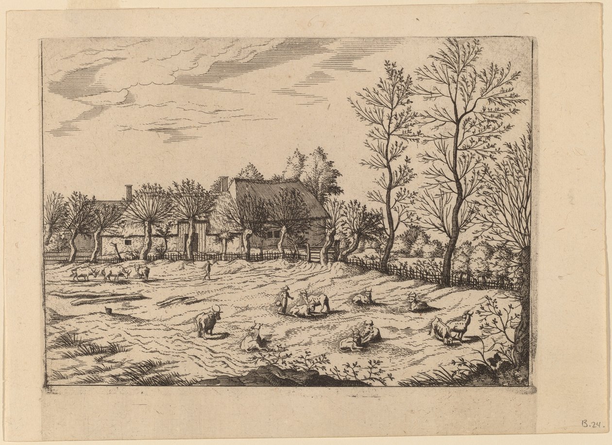 Boerderij door Johannes and Lucas van Doetechum after Master of the Small Landscapes
