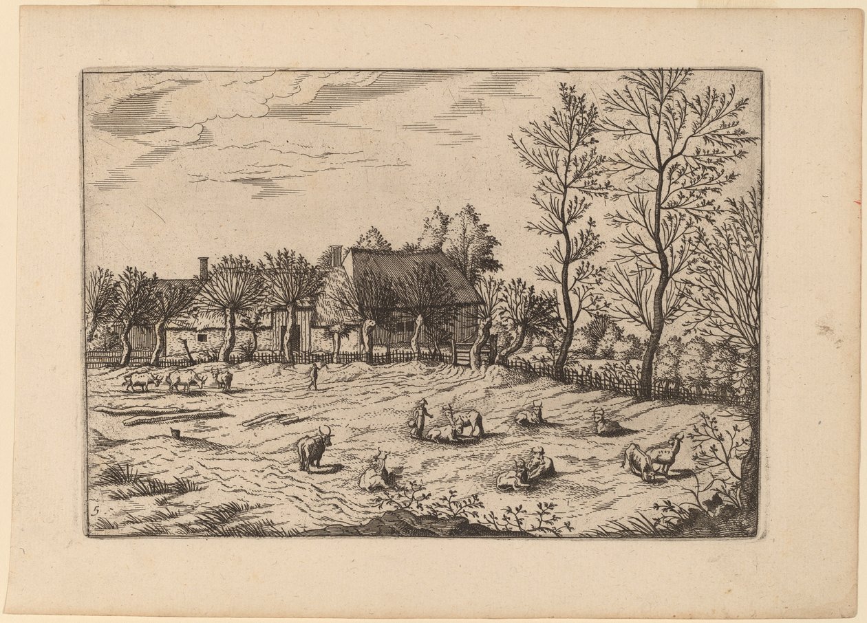 Boerderij door Johannes and Lucas van Doetechum after Master of the Small Landscapes