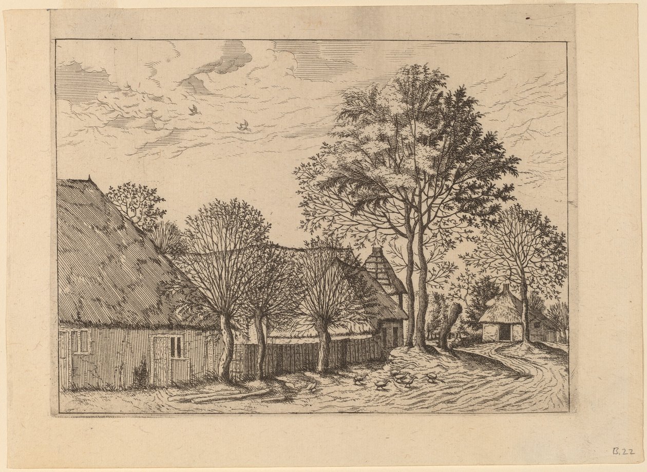 Boerderijen door Johannes and Lucas van Doetechum after Master of the Small Landscapes