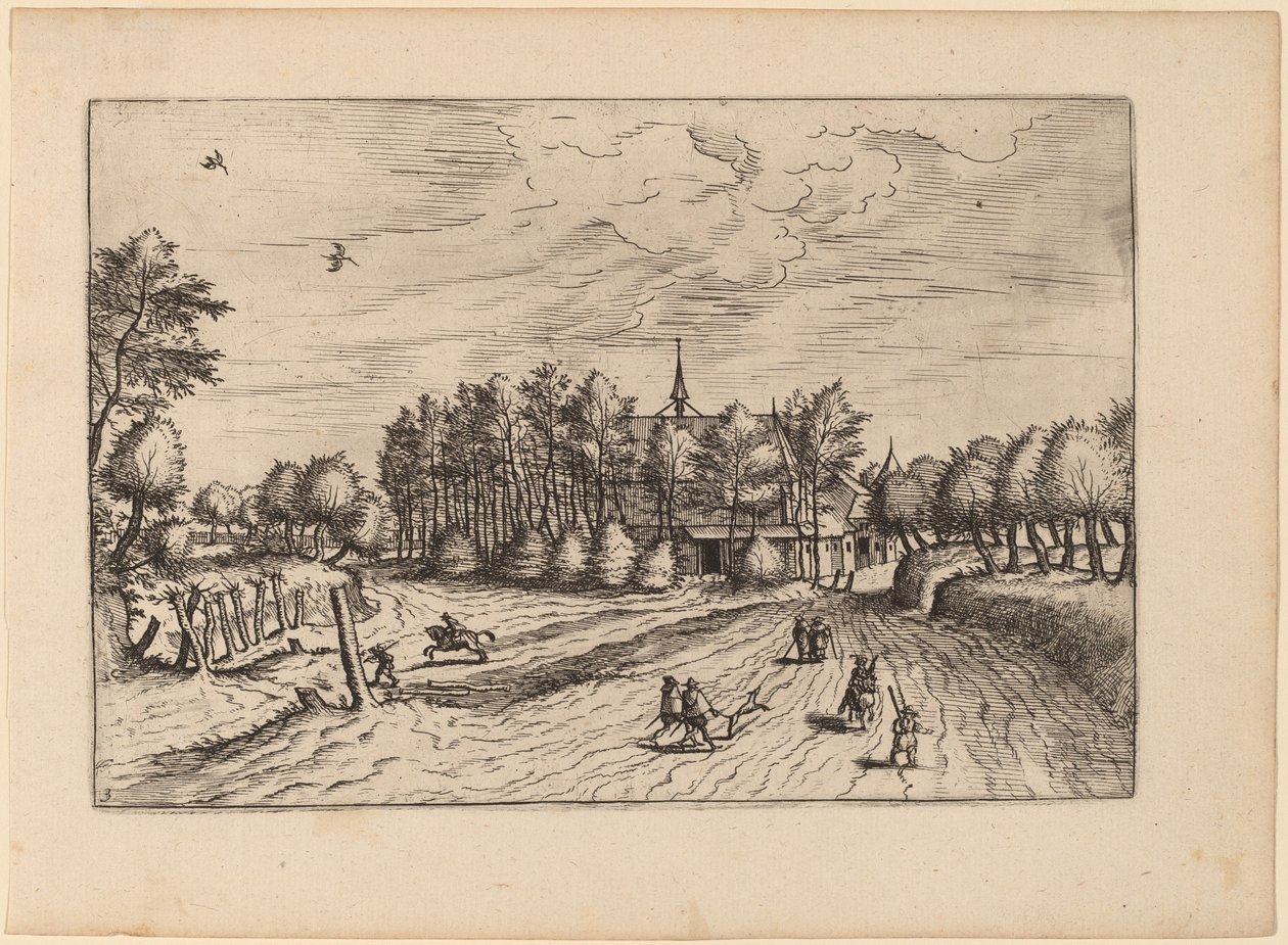 Boerderij door Johannes van Doetechum, the Elder and Lucas