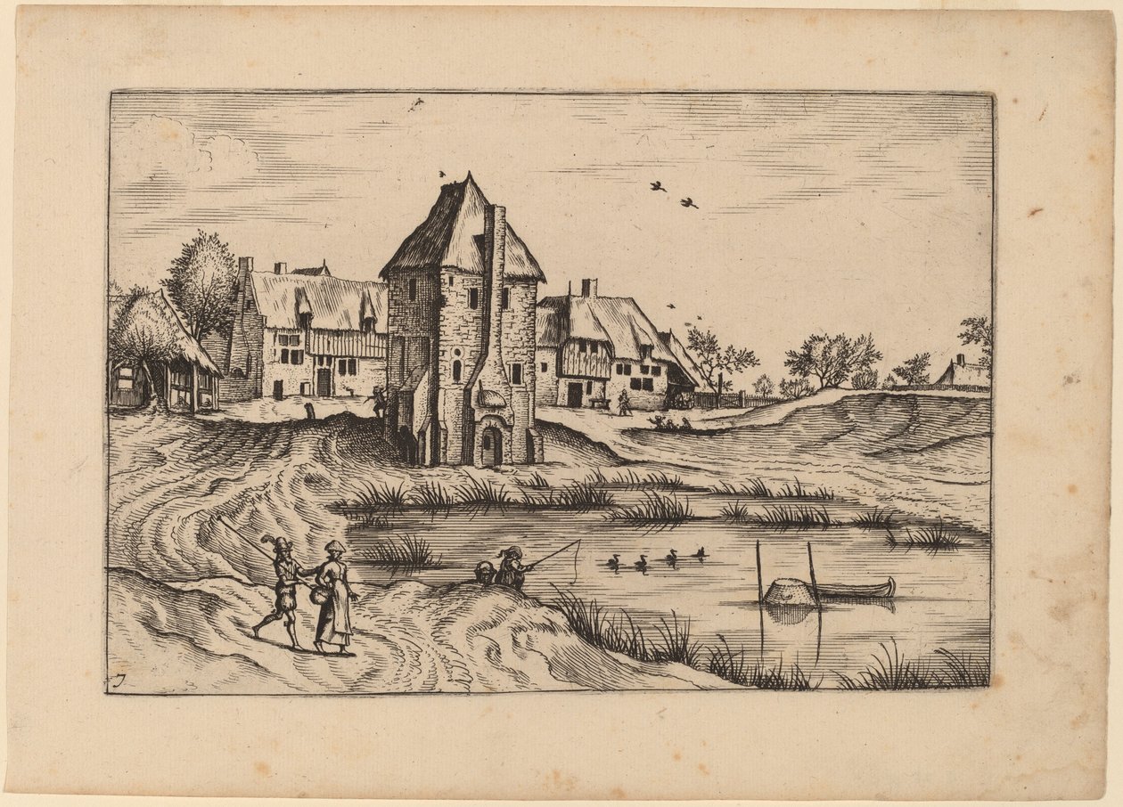 Boerderijen door Johannes van Doetechum, the Elder and Lucas