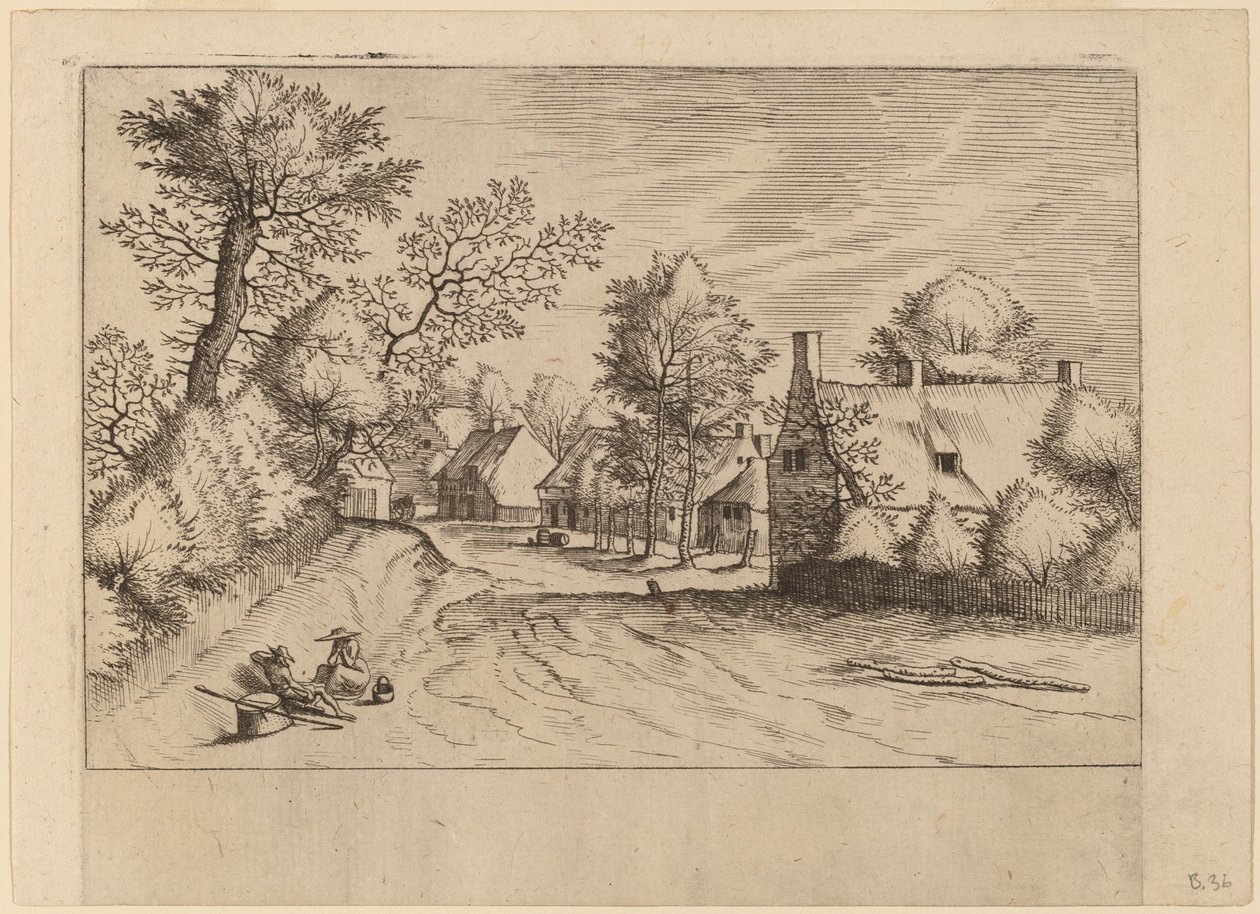 Dorpsweg door Johannes van Doetechum, the Elder and Lucas