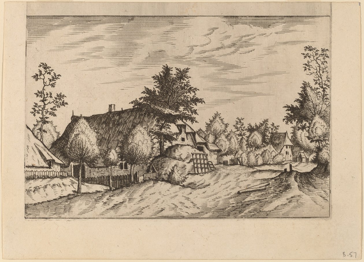 Dorpsstraat door Johannes van Doetechum, the Elder and Lucas