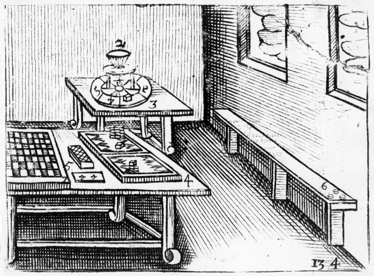 Bordspellen uit Orbis Sensualium Pictus door John Amos Comenius