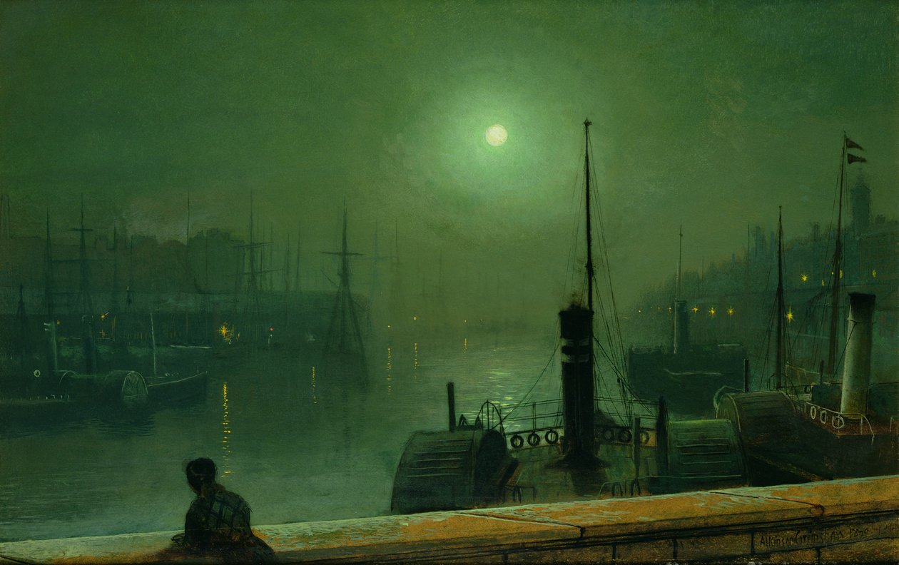 Op de Clyde, Glasgow, 1879 door John Atkinson Grimshaw