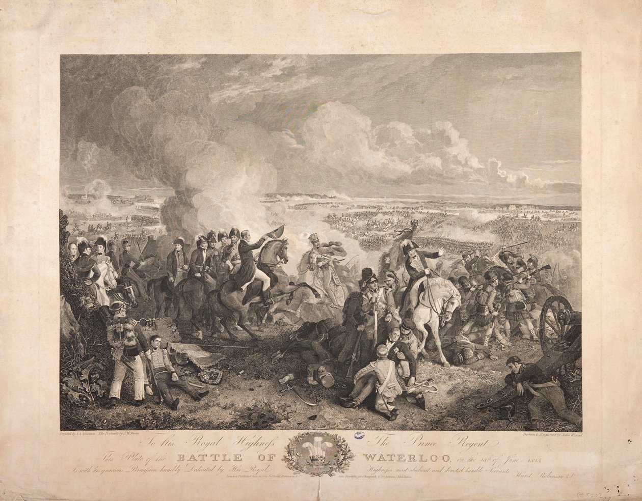 De Slag bij Waterloo, gegraveerd door John Burnet, 1819 door John Augustus Atkinson