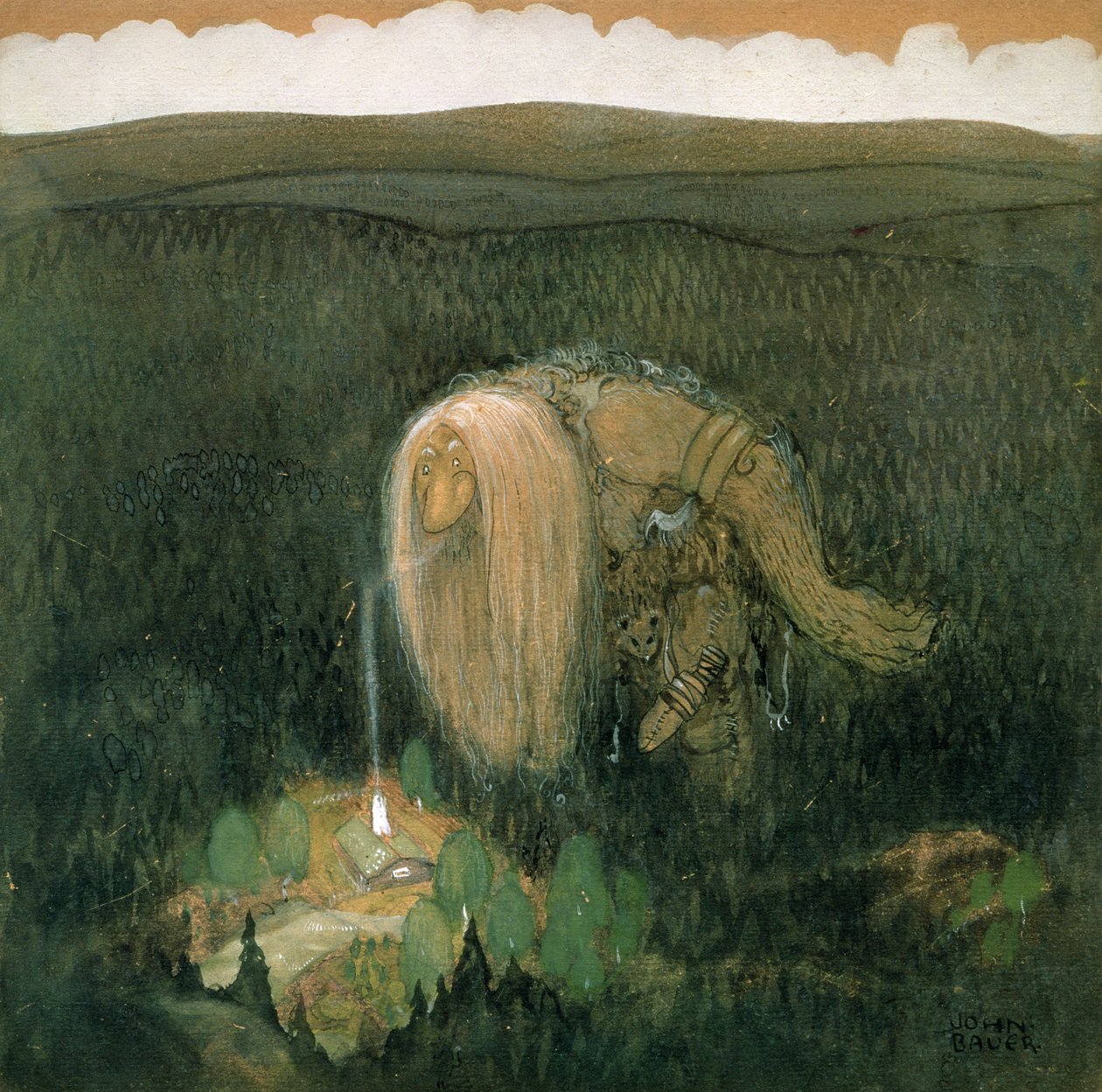Een bos trol, c.1913 door John Bauer
