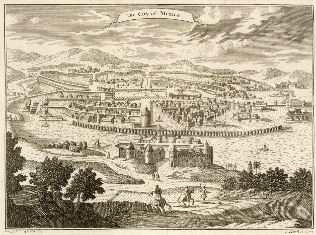 De Stad Mexico, 1723 door John Heaviside Clark