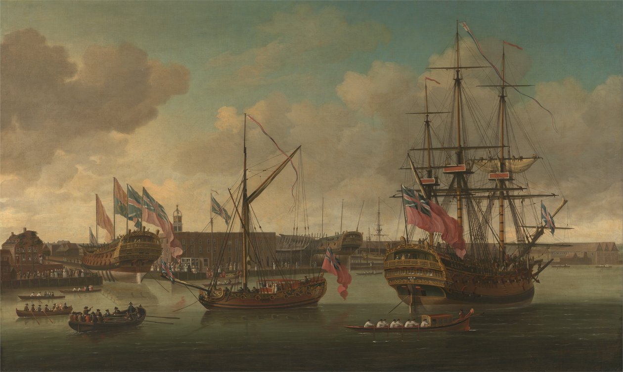 Te water laten in Deptford door John Cleveley the elder