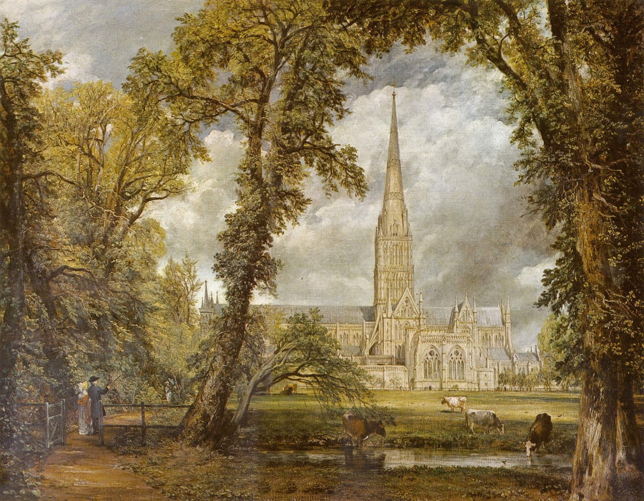 De kathedraal van Salisbury gezien vanuit de tuin van de bisschop door John Constable