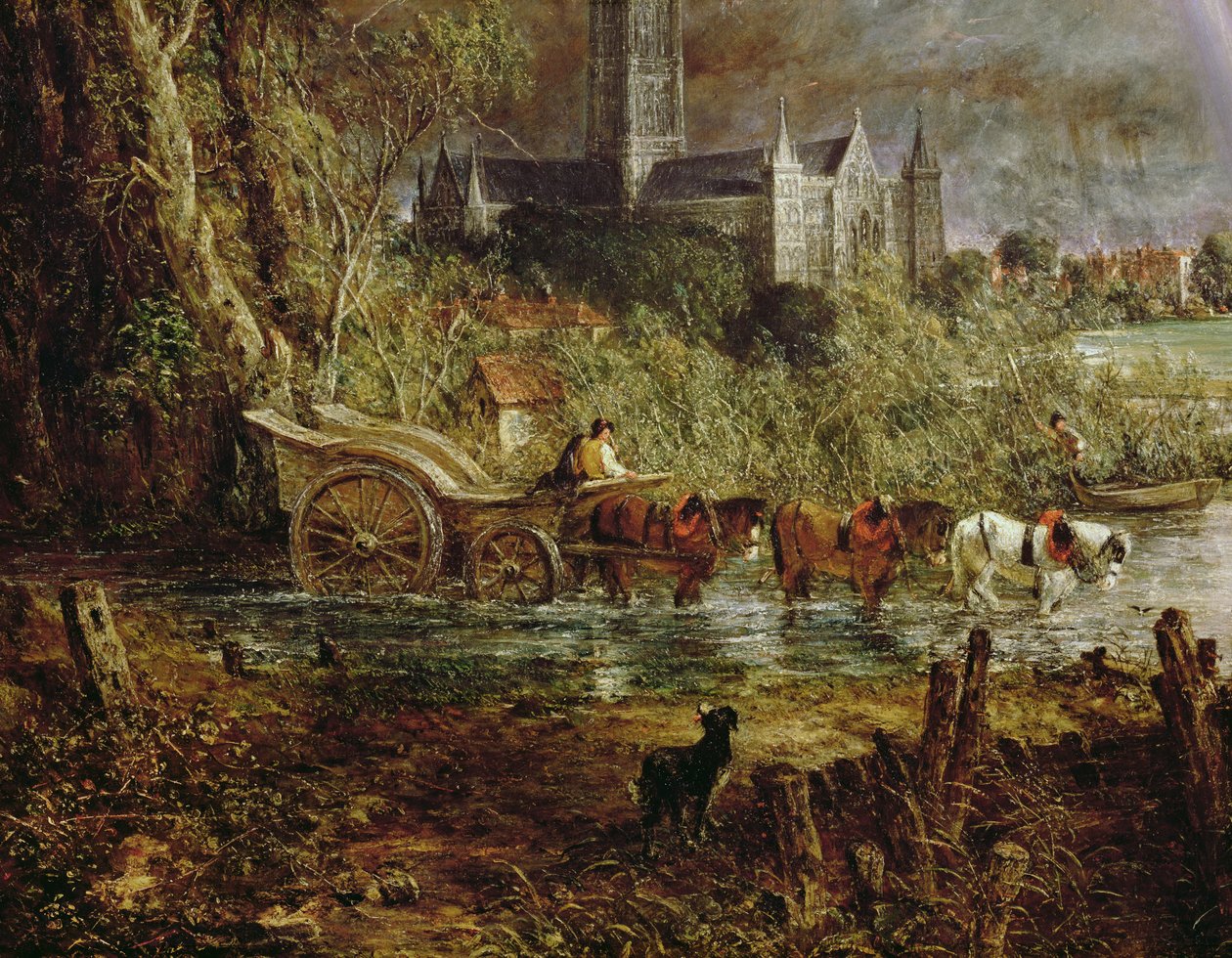 Salisbury Cathedral vanuit de Weiden (detail) door John Constable