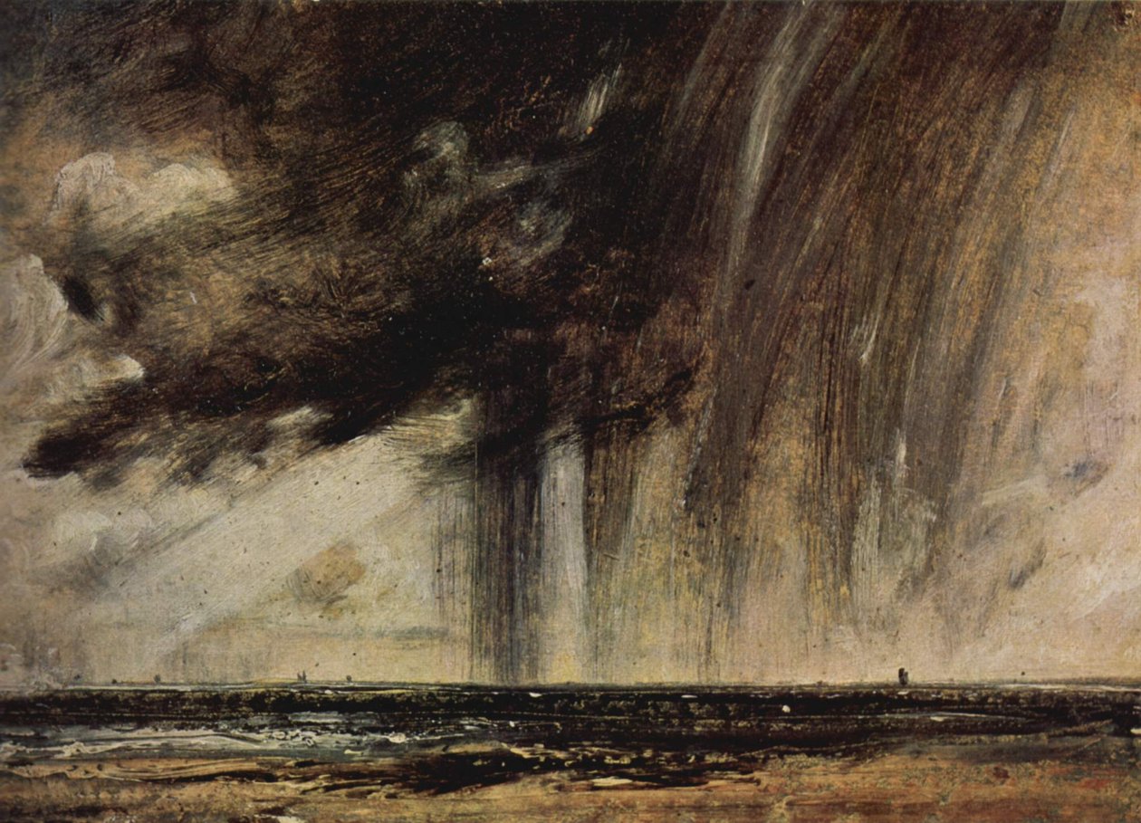 Zeestudie met regenwolk door John Constable