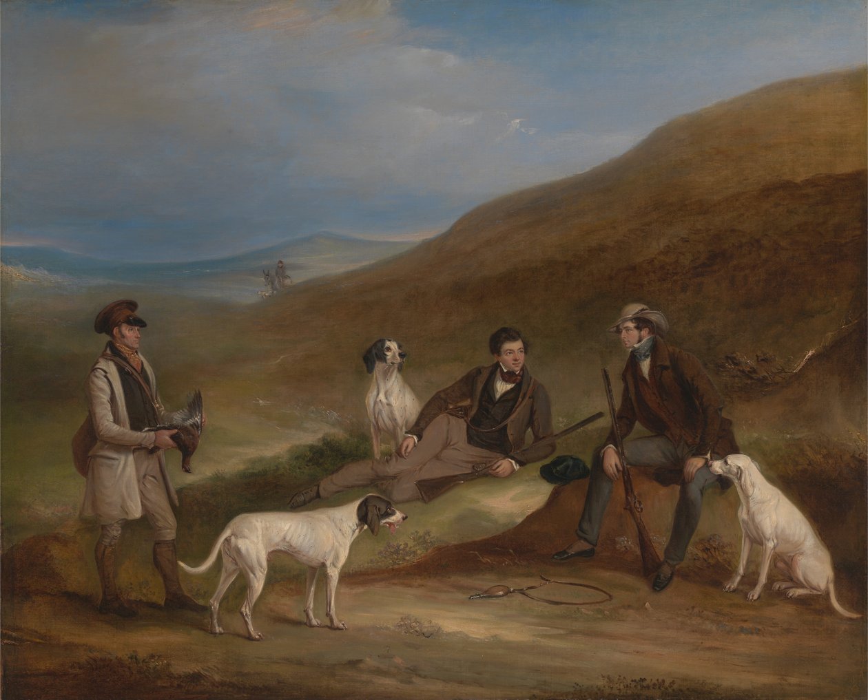 Edward Horner Reynard en zijn Broer George op Jacht in Middlesmoor, Yorkshire, met hun G... door John E. Ferneley