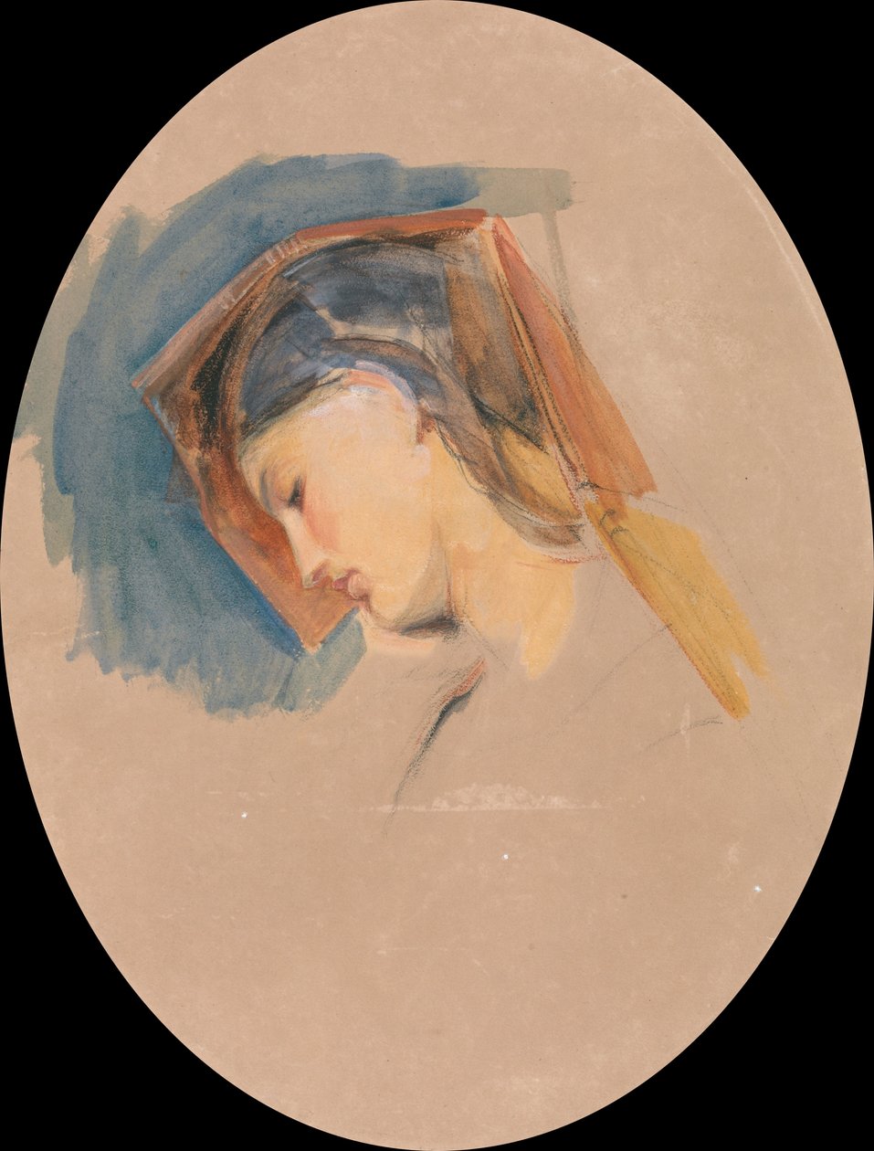 Hoofd van een Jonge Vrouw door John Frederick Lewis