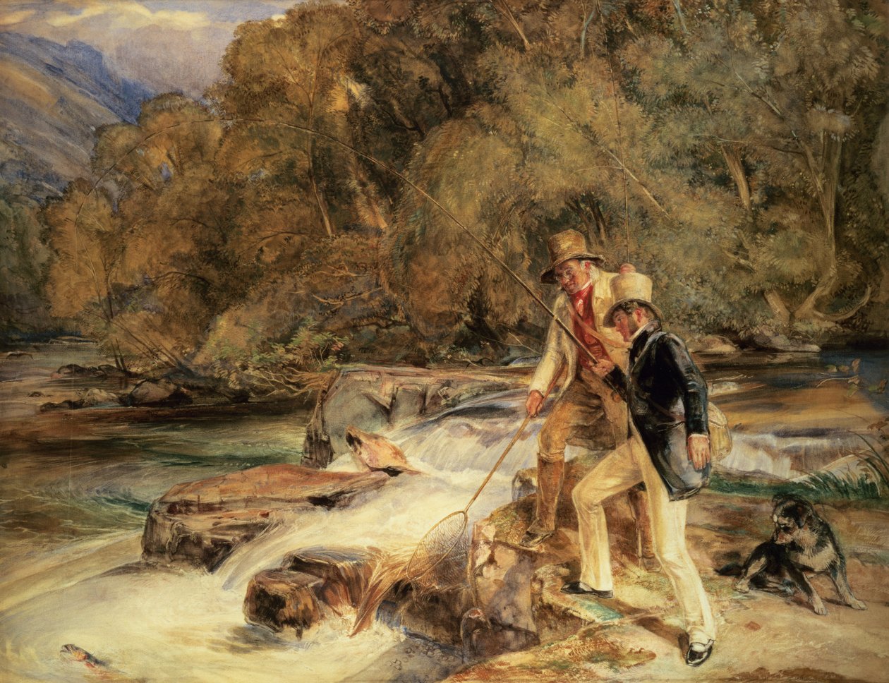 Landseer en Lewis Vissen door John Frederick Lewis