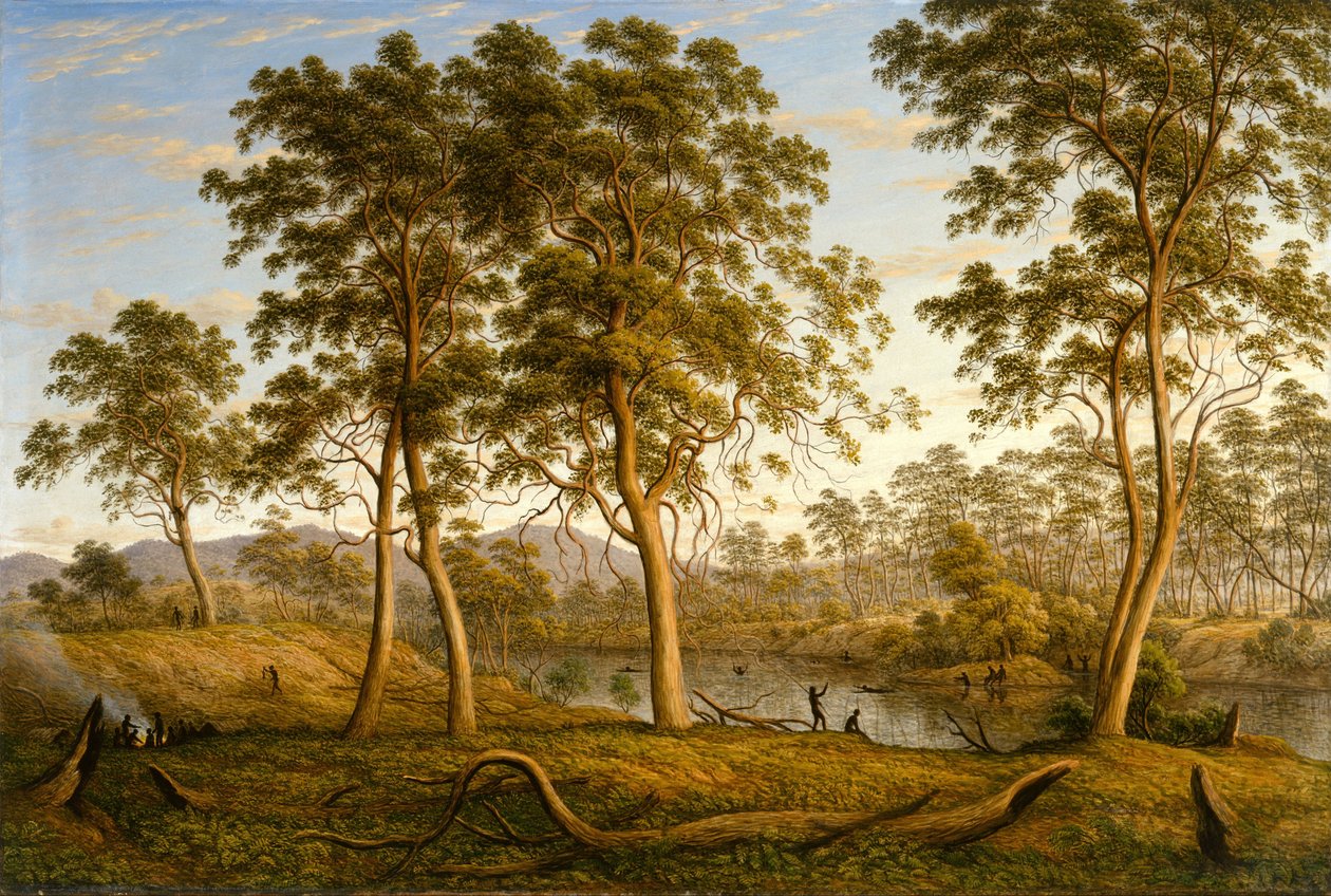 Inboorlingen aan de Ouse-rivier, Van Diemensland door John Glover
