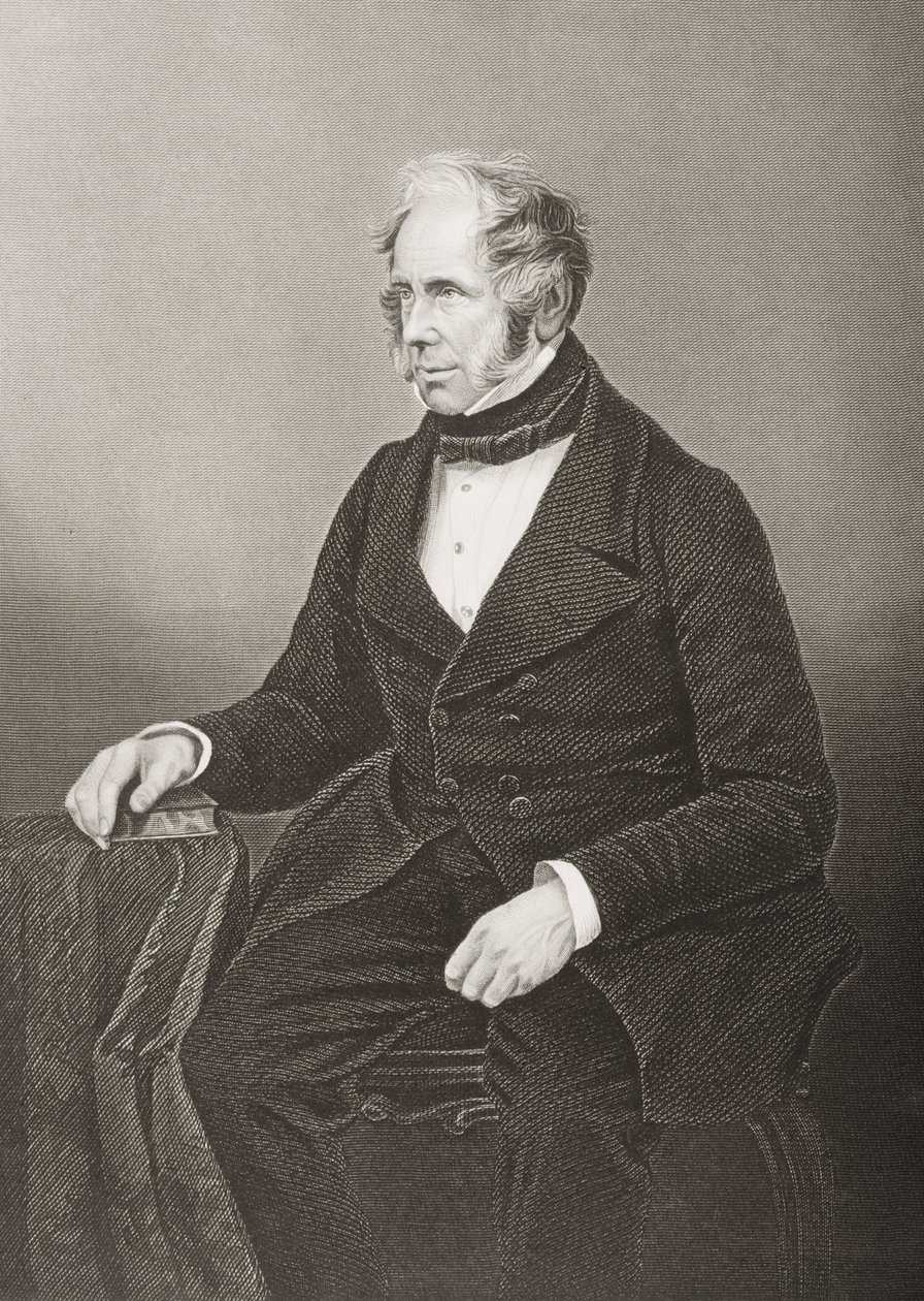 Henry John Temple (1784-1865) 3e burggraaf Palmerston, gegraveerd door D.J. Pound van een foto, uit 