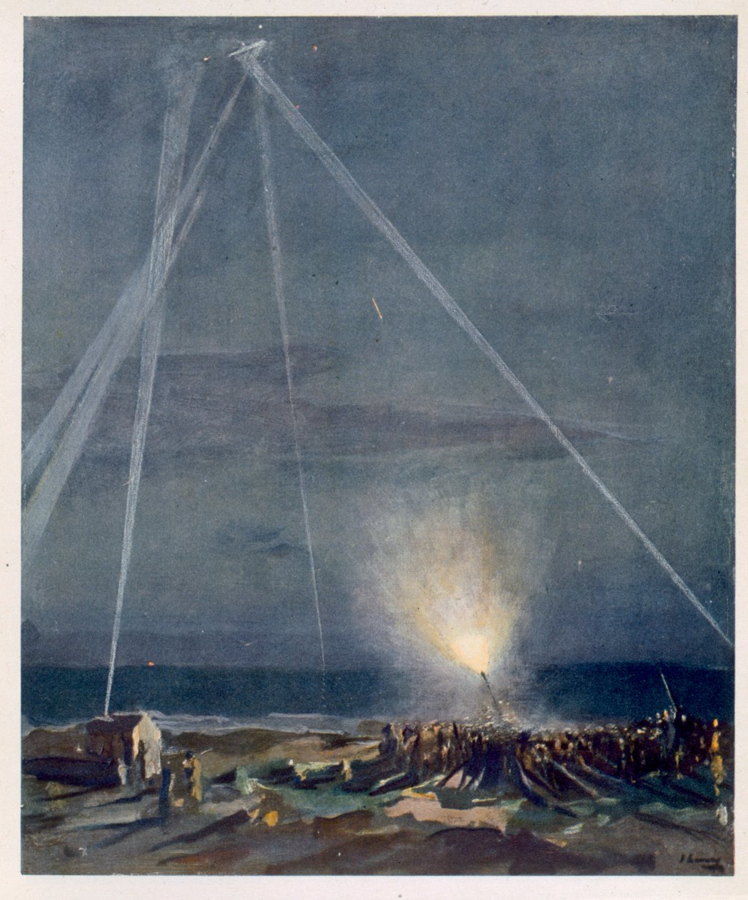 Een kustverdediging, uit Britse kunstenaars aan het front, voortzetting van het westelijk front, 1918 door John Lavery