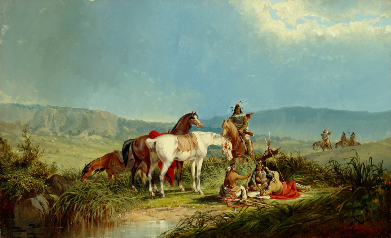 Indianen die kaarten spelen, 1866 door John Mix Stanley