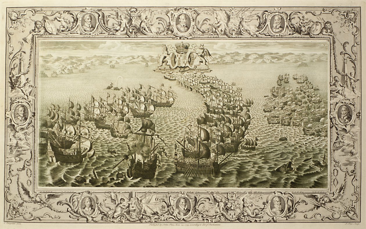 Armada (gravure van een wandtapijt) door John Pine
