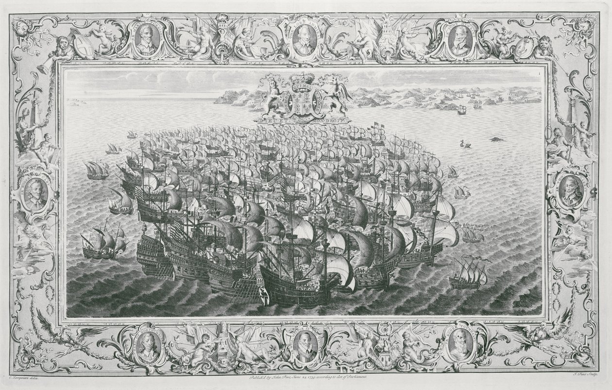 De Spaanse Armada, 1739 door John Pine