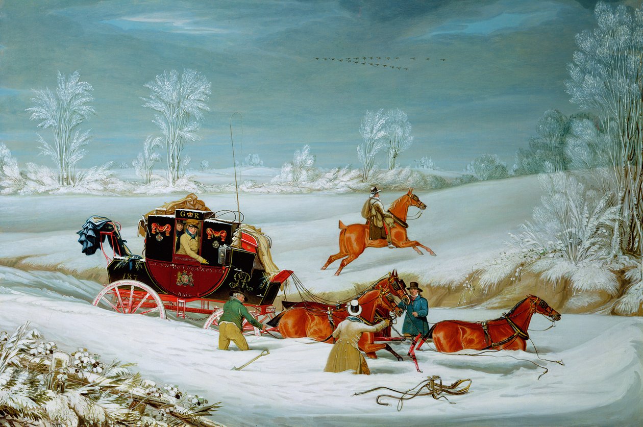 Postkoets in de sneeuw door John Pollard