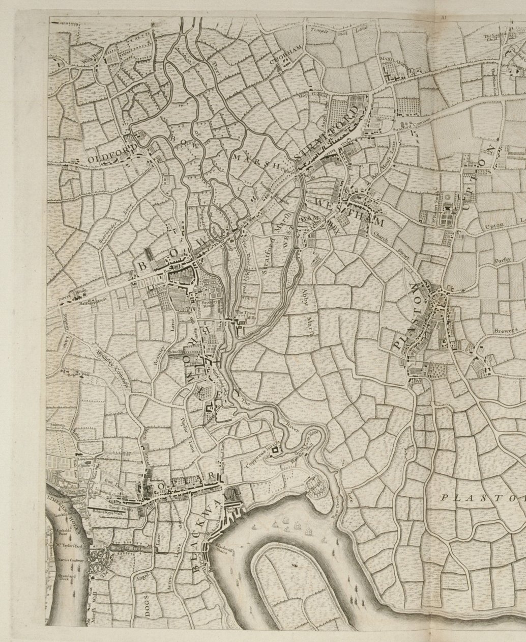 Stratford, Londen, 1746 door John Rocque