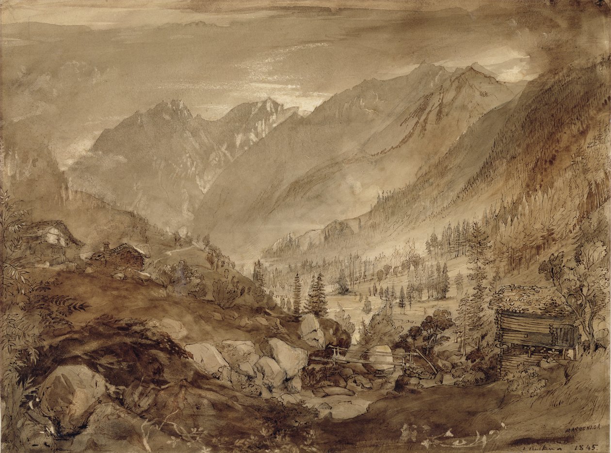 Berglandschap, Macugnaga, 1845 door John Ruskin