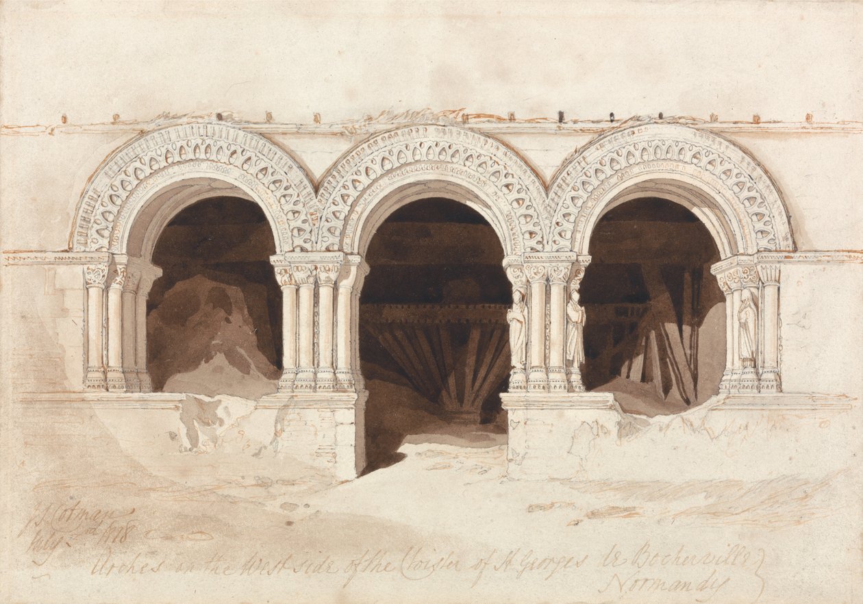 Bogen aan de Westzijde van het Klooster van Saint. Georges de Bocherville, nabij Rouen, Normandië door John Sell Cotman
