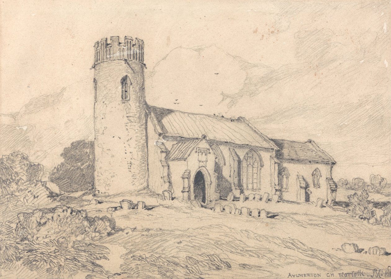 Aylmerton Kerk; Norfolk, vanuit het zuidwesten door John Sell Cotman